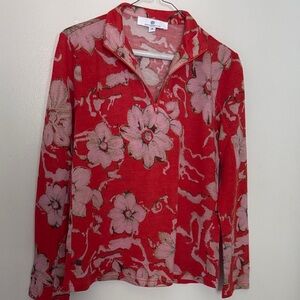 Jean Pierre Red and Pink Floral Hoodie